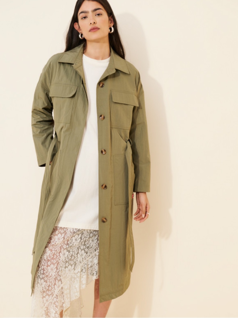 NVLT Olive Green Long Trench Coat [Size L]